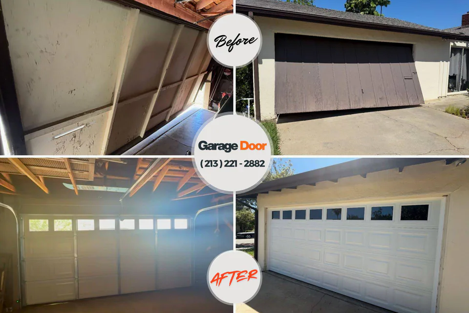 Before and after: garage door repair Ward County